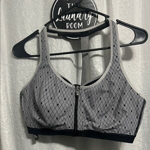 Victoria's Secret Black and White Zip-Front Sports Bra